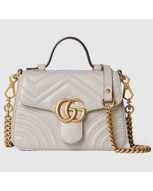 Gucci Natural GG Marmont Mini Top Handle Bag