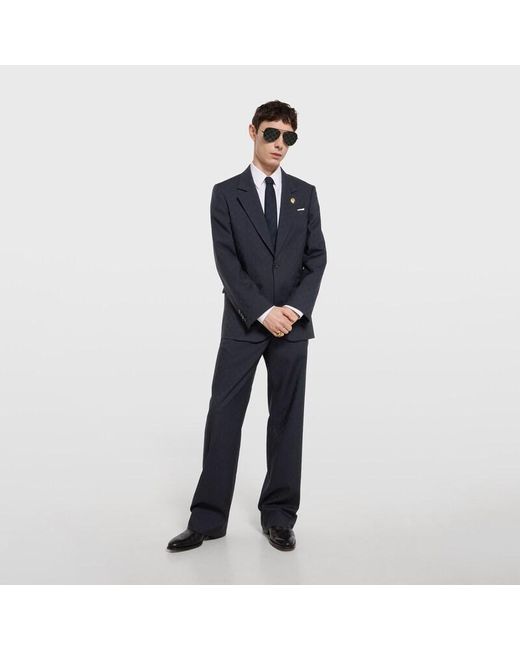 Gucci Blue Gg Wool Pants for men