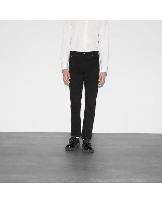 Pantalon En Denim Jacquard Gg, Taille Gucci pour homme en coloris Black