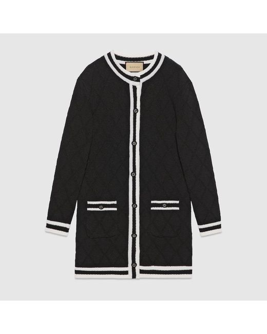 Manteau En Piqué De Laine Extra-fine Gucci en coloris Black