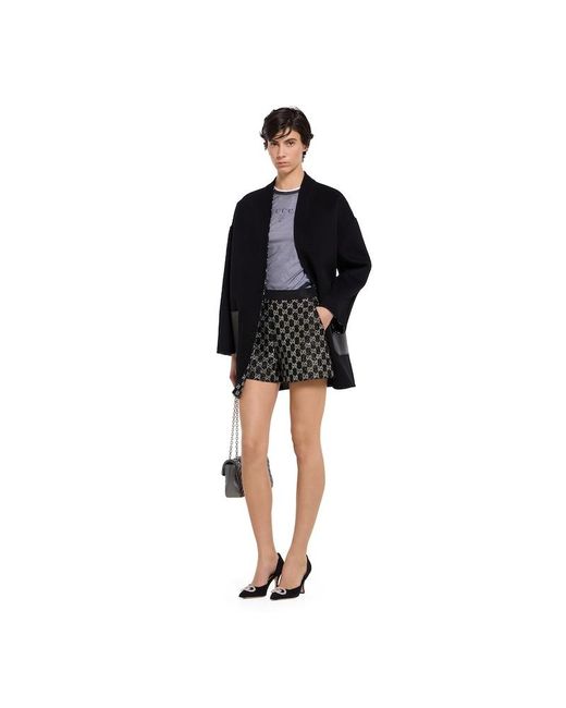 Gucci Black Reversible Silk Wool Coat