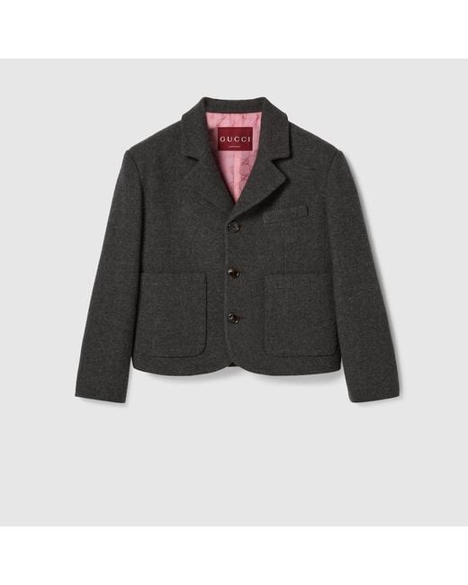 Gucci ヘビーウールフランネル ジャケット, グレー, ウェア Black