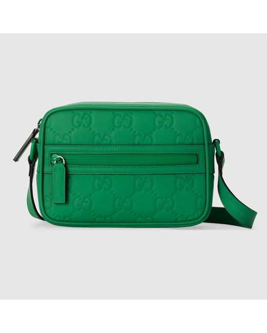 Gucci Green GG Rubber-effect Mini Shoulder Bag for men