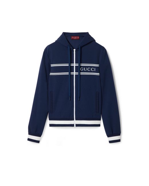 Gucci Blue Technical Jersey Hooded Sweatshirt for men