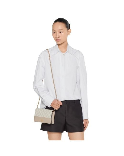 Gucci Natural Gg Marmont Brieftasche Mit Kettenriemen