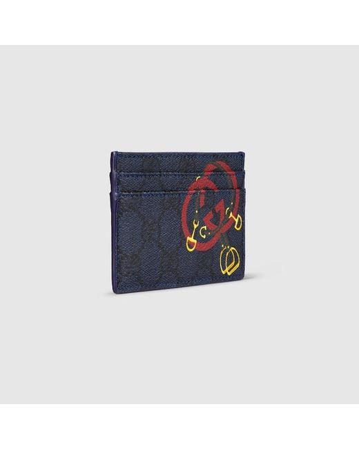 Gucci Blue Gg Card Case With Print for men