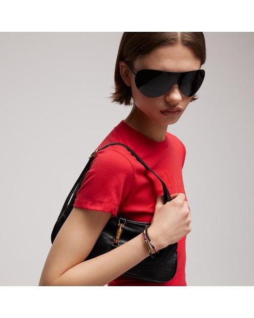 Gucci Black Leather Double Bracelet With Script