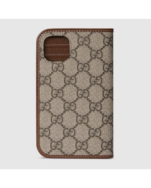 Gucci Gray GG Iphone 15 Pro Case With Wallet for men