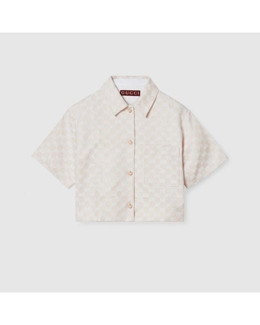 Gucci White Gg Cotton Gabardine Shirt, Ready-To-Wear