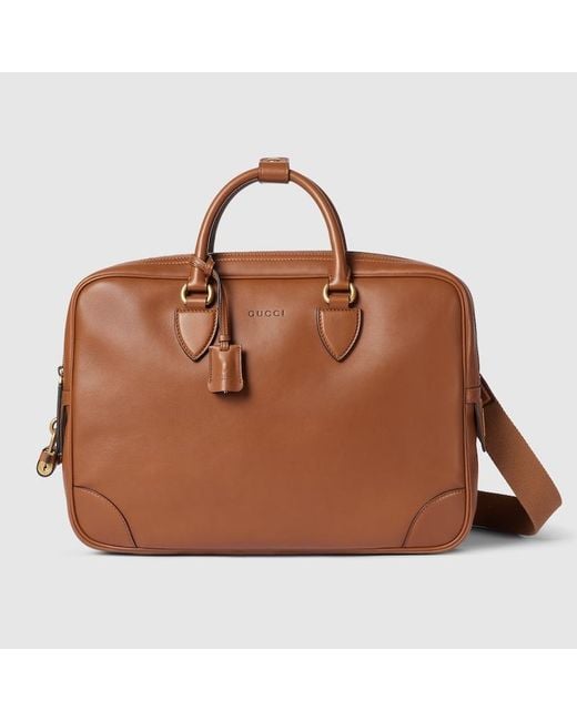 Gucci Brown Gg Emblem Medium Briefcase for men