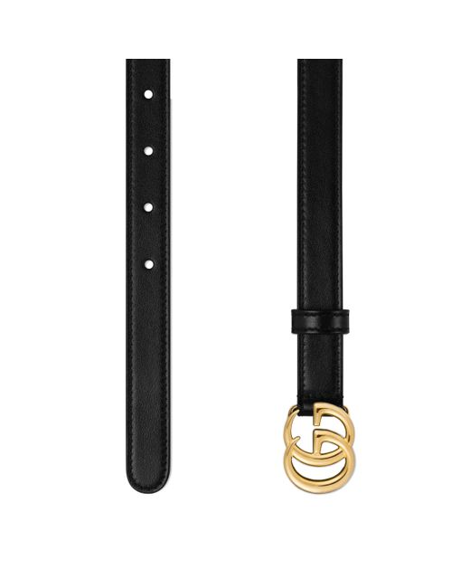 Gucci GG Marmont Leather Belt With Shiny Buckle in Black - Lyst
