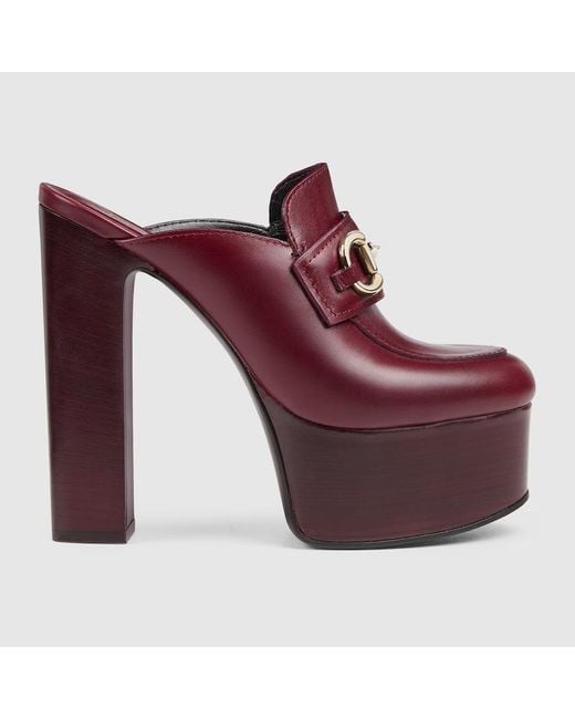 Gucci Red Platform Mules With Horsebit