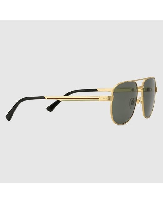 Gucci Gray Navigator Frame Sunglasses for men