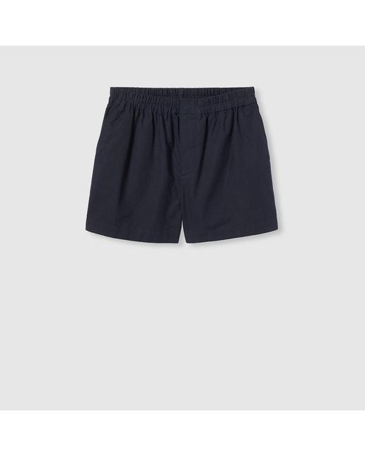 Gucci Blue Oxford Cotton Shorts With Embroidery, Size 58, Ready-To-Wear for men