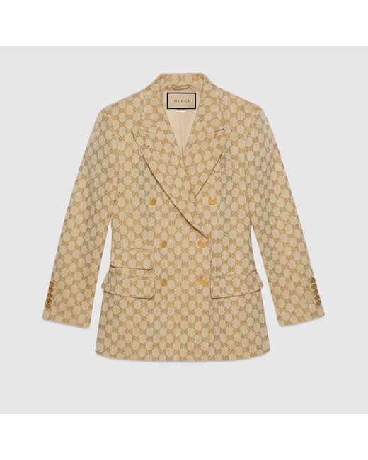 Gucci Natural GG Linen Cotton Jacquard Jacket