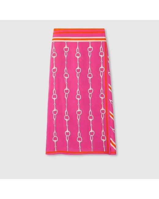 スカート GUCCI Horsebit print skirt Gucci Horsebit silk twill wrap skirt Gucci