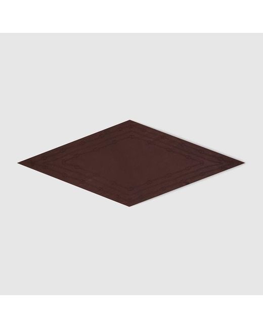 Gucci Brown Interlocking G Chain Silk Diamond Scarf