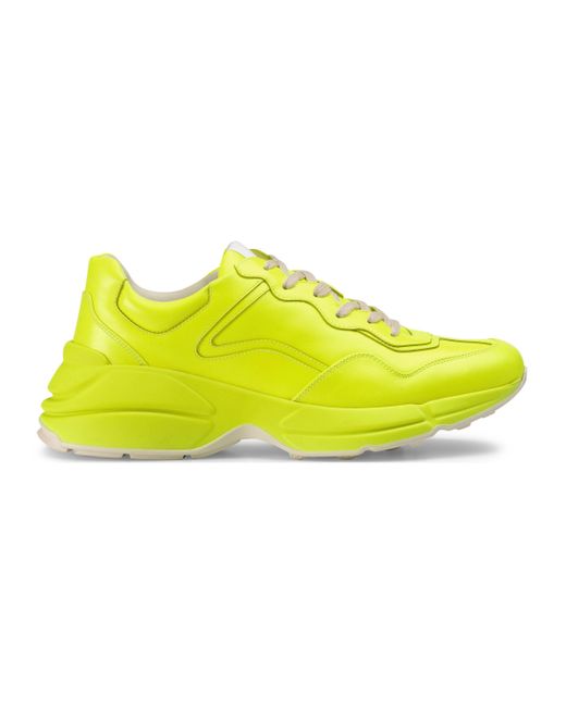 Sneaker Rhyton in pelle fluorescente di Gucci in Yellow da Uomo