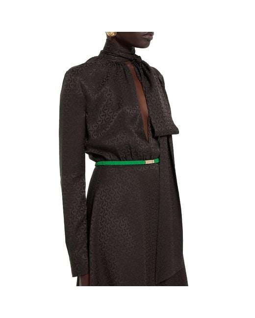 Gucci Black Horsebit Silk Jacquard Dress