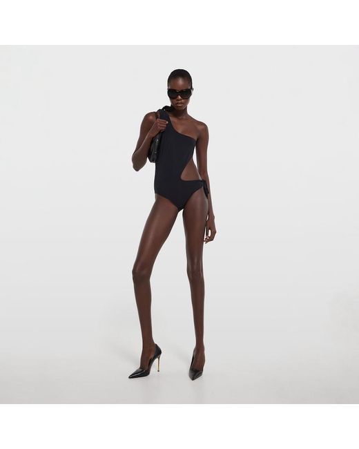 Gucci Black Stretch Jersey Swimsuit With Embroidery
