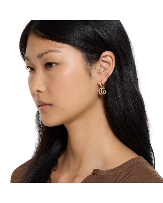 Gucci Metallic Gg Marmont Crystal Earrings