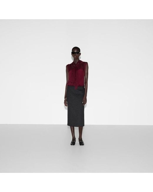 Gonna Ricamata di Gucci in Black