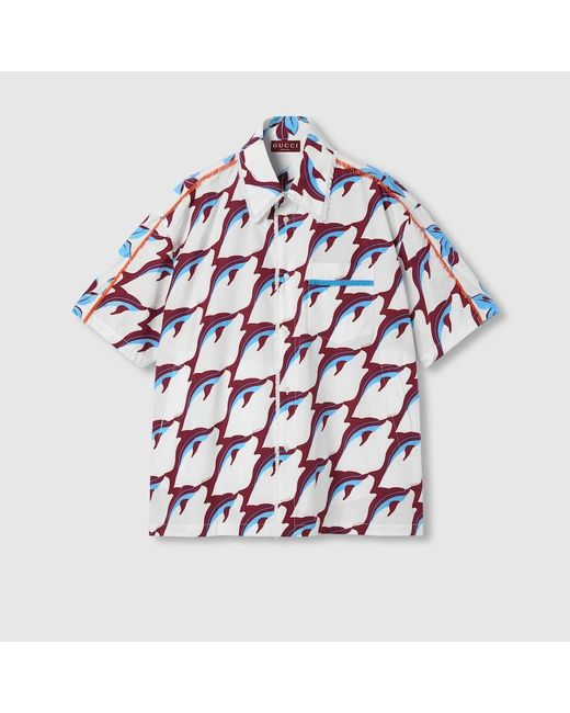 Camisa De Algodón Ligero Con Estampado, Talla Gucci de hombre de color Multicolor