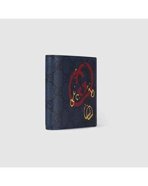 Gucci Blue Gg Bi-Fold Wallet With Print for men