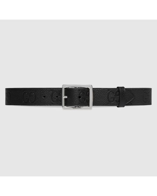 Cinturón de Piel Efecto Goma con GG Gucci de hombre de color Black