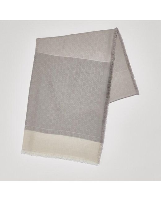 Gucci Gray Gg Wool Cashmere Silk Stole