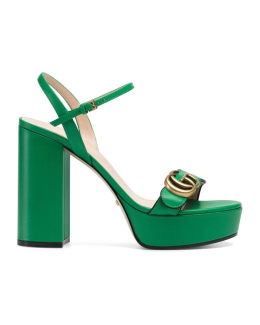 Gucci Green Platform Sandal With Double G