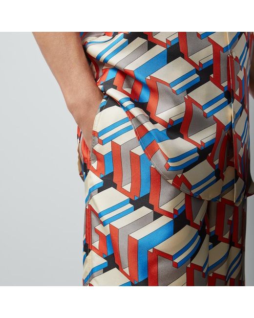 Gucci Shorts Aus Seide Mit Pixel-Print in Multicolor für Herren