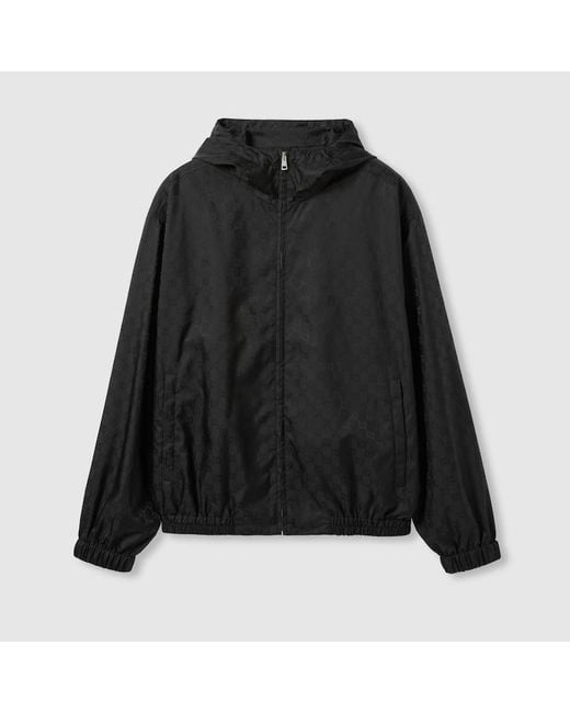 メンズ Gucci Ggナイロン ジャカード ジップジャケット, ブラック, ウェア Black