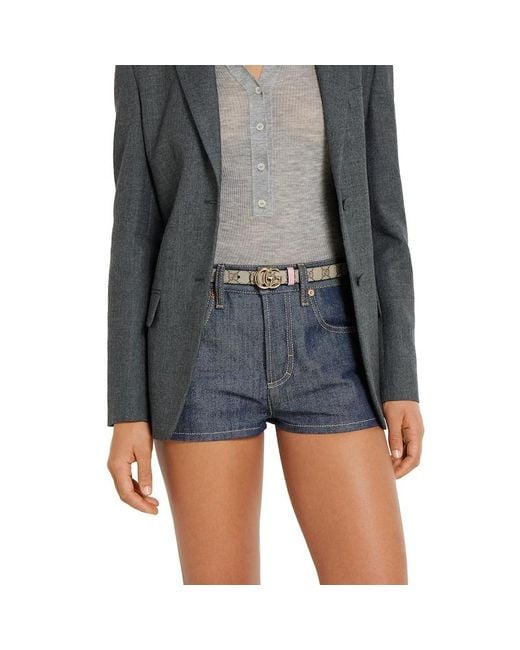 Cintura Sottile Reversibile Gg Marmont, Taglia 100 di Gucci in Multicolor