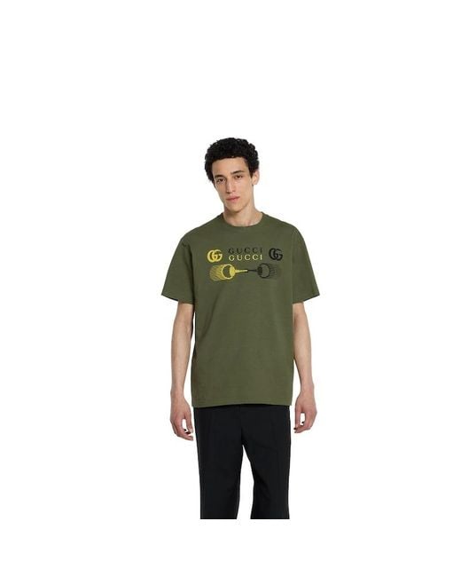 Gucci T-Shirt Aus Baumwolljersey Mit Print, Grösse in Green für Herren