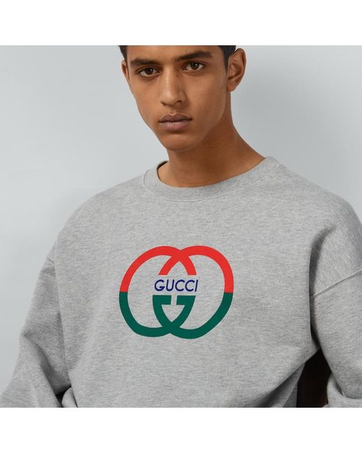 Gucci Pullover Aus Baumwolljersey Mit Print in Gray für Herren
