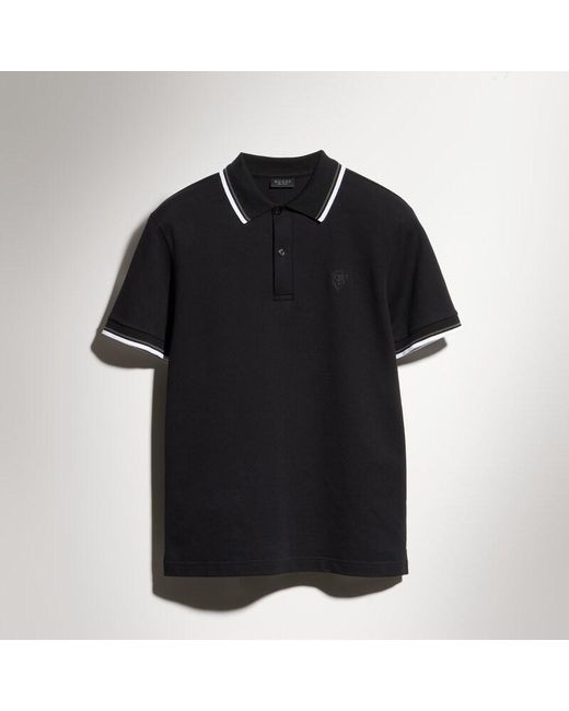 Gucci Black Cotton Piquet Polo Shirt With Embroidery for men