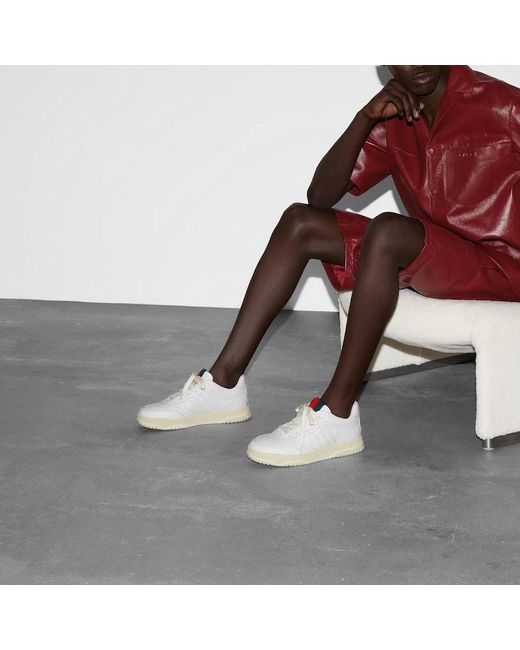 Sneakers Re-Web in pelle di Gucci in White da Uomo