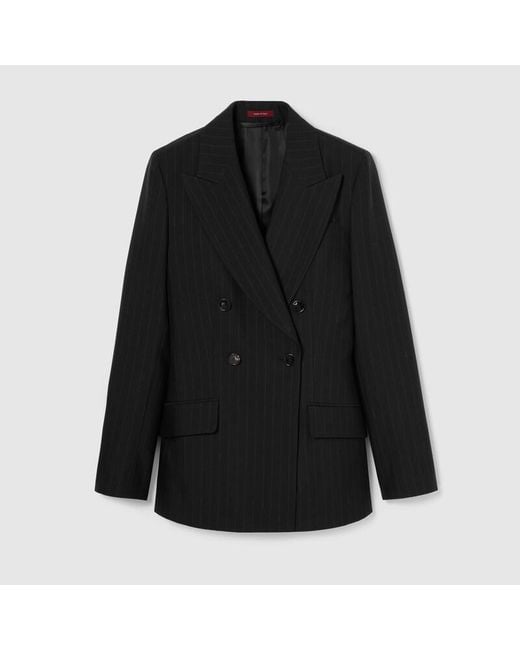 Gucci Black Pinstripe Wool Jacquard Jacket