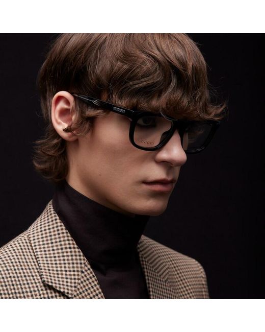 Gucci Brown Rectangular Optical Frame for men