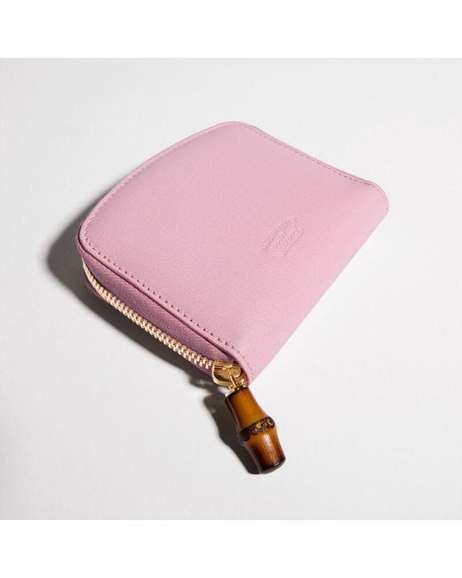 Gucci Pink Small Wallet With Bamboo
