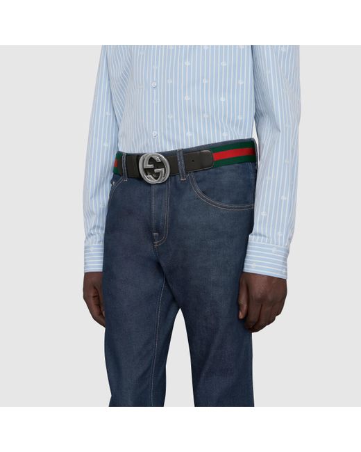 Gucci GG Supreme Belt With G Buckle in Black for Men