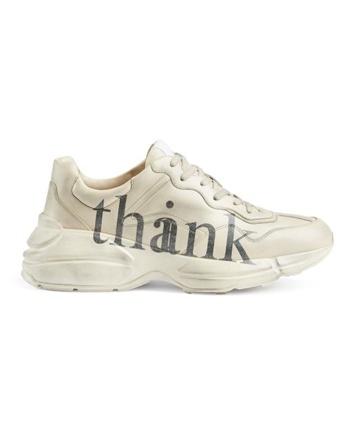 Gucci Rhyton Herrensneaker mit "think/thank"-Print in White für Herren
