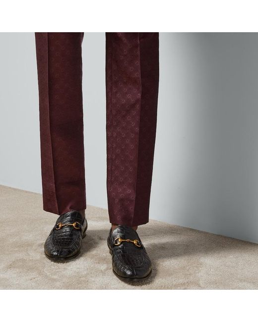 Gucci Purple Horsebit Wool Silk Trousers for men