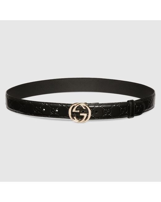 Gucci Black Belt With Interlocking G Buckle, Size 105