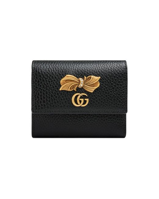 Gucci Black Leather Wallet With Bow