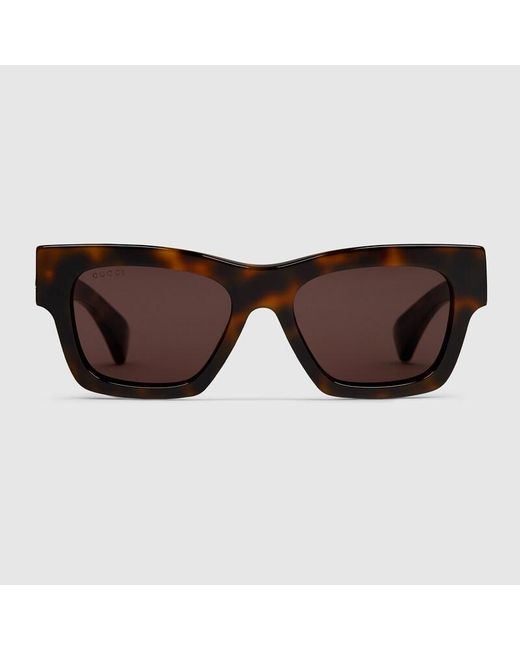 Gucci Brown Rectangular Frame Sunglasses