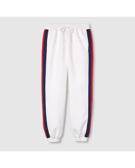 Gucci White Neoprene Jogging Pant With Web for men