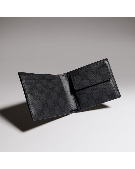 Gucci Black Coin Wallet With Metal Tag for men