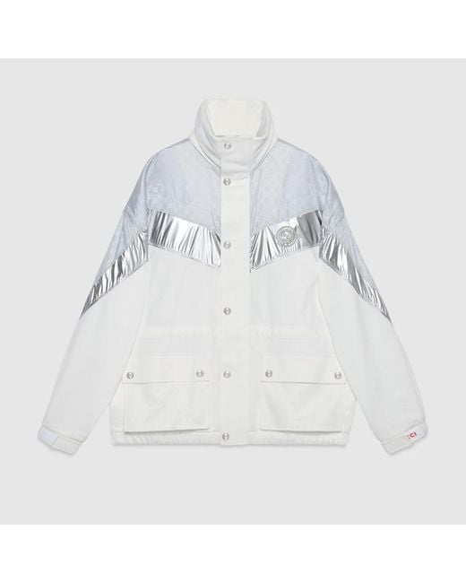 Gucci White Nylon Jacket With Interlocking G